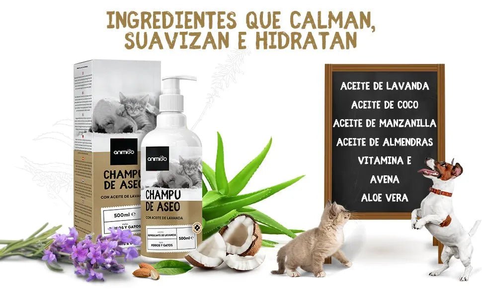 Champô cães e gatos anti - comichões. com óleo de côco e aloé vera (500 ml) - gel hidratante de banho com lavanda, camomila, aveia - PetDoctors - Loja Online