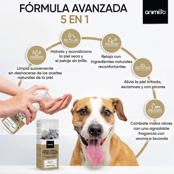 Champô cães e gatos anti - comichões. com óleo de côco e aloé vera (500 ml) - gel hidratante de banho com lavanda, camomila, aveia - PetDoctors - Loja Online