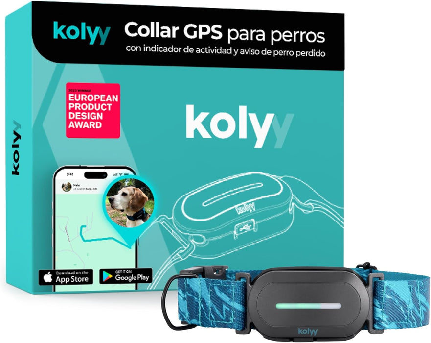 Coleira GPS para cães controlo via App - localização internacional em tempo real - rastreamento de saúde - 3 zonas seguras - Kolyy Série 2 - PetDoctors - Loja Online