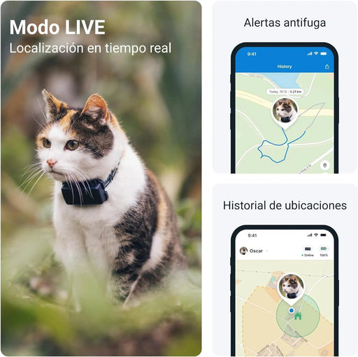 Coleira GPS para Gatos, atualizações de localização 24 horas por dia, 7 dias por semana e análise do território, alerta anti - fuga, distância ilimitada - Tractive CAT Mini - PetDoctors - Loja Online