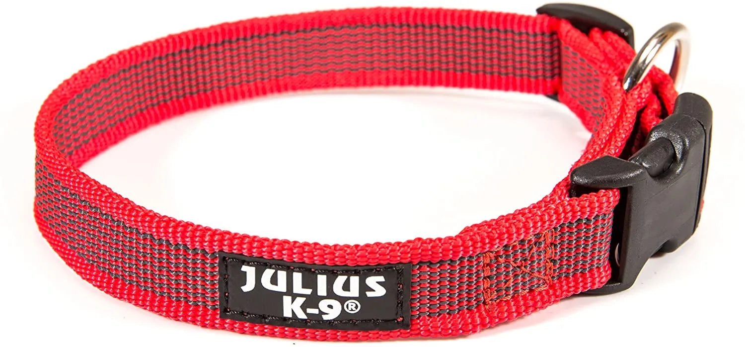 Coleira Julius-K9 - Cinza e Côr com pega, fecho de segurança e patch intermutável - PetDoctors - Loja Online