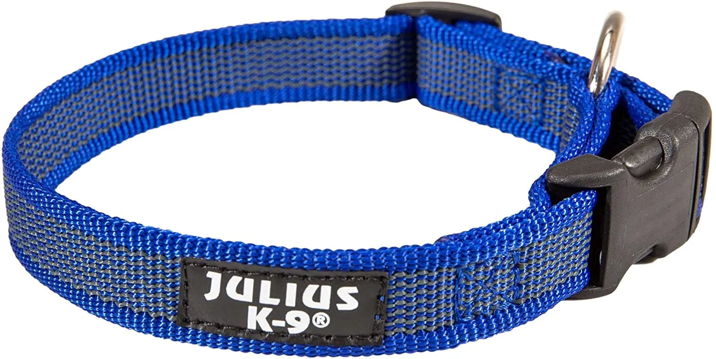 Coleira Julius-K9 - Cinza e Côr com pega, fecho de segurança e patch intermutável - PetDoctors - Loja Online