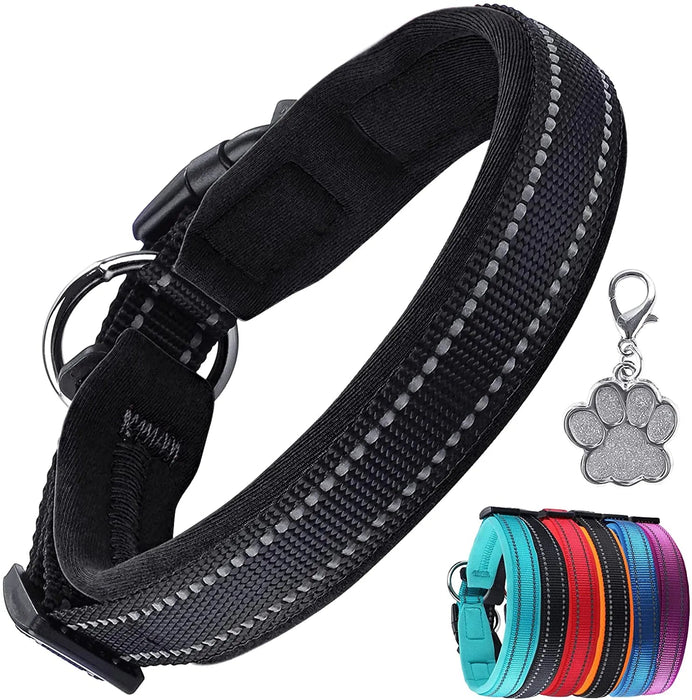 Coleira para cães ou gatos, macia, acolchoada, reflectora, em neoprene ajustável - PetDoctors - Loja Online