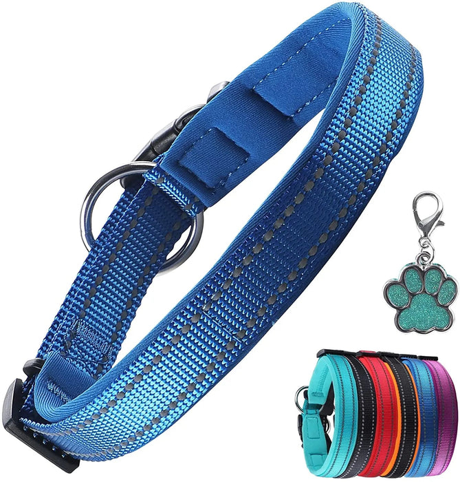 Coleira para cães ou gatos, macia, acolchoada, reflectora, em neoprene ajustável - PetDoctors - Loja Online