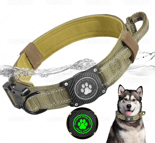 Coleira tática de cão, para AirTag, com cabo de controlo e fivela de metal - PetDoctors - Loja Online