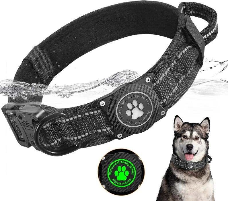 Coleira tática de cão, para AirTag, com cabo de controlo e fivela de metal - PetDoctors - Loja Online
