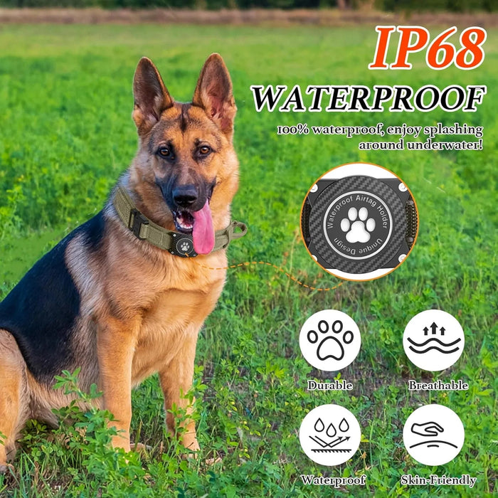Coleira tática de cão, para AirTag, com cabo de controlo e fivela de metal - PetDoctors - Loja Online