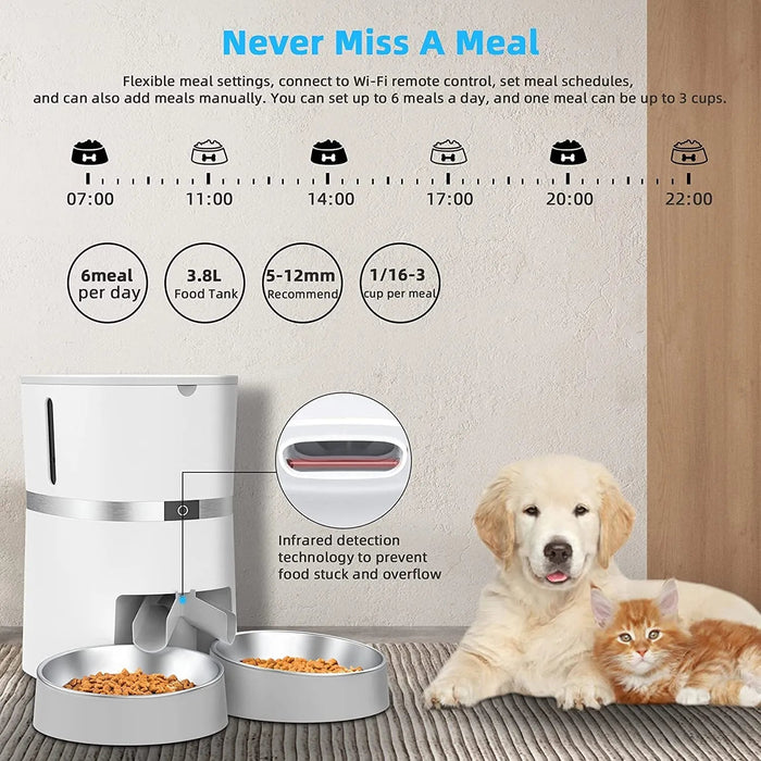 Comedouro Automático para Gatos e Cães, 4 Litros, Controlo Remoto por App, Programável - PetDoctors - Loja Online