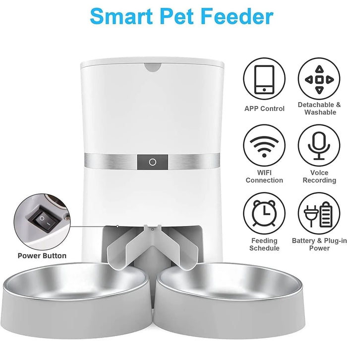 Comedouro Automático para Gatos e Cães, 4 Litros, Controlo Remoto por App, Programável - PetDoctors - Loja Online