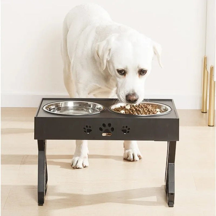 👉 Comedouro / Bebedouro Duplo, 👉 em Aço Inoxidável, 👉 Ajustável em Altura - PetDoctors - Loja Online