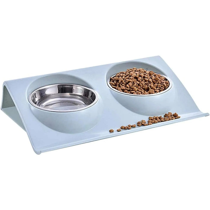 Comedouro / Bebedouro Duplo para Gato ou Cão, em Aço Inoxidável, Base Antiderrapante - PetDoctors - Loja Online