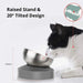 Comedouro / Bebedouro Duplo para Gatos ou Cães em Aço Inoxidável, Ângulo Ajustável, Base Antiderrapante (600 ml x 2) - PetDoctors - Loja Online