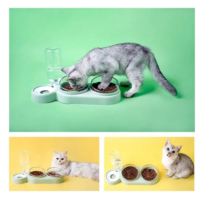 Comedouro Duplo + Bebedouro Automático para Cães ou Gatos - PetDoctors - Loja Online