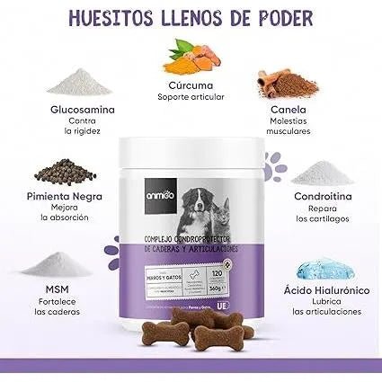 Complexo de glucosamina e condroitina para cães e gatos, alvo articulações e ossos fortes, 180 cápsulas, condroprotetor e anti - inflamatório, com vitamina C, açafrão, gengibre e rosa mosquito - PetDoctors - Loja Online