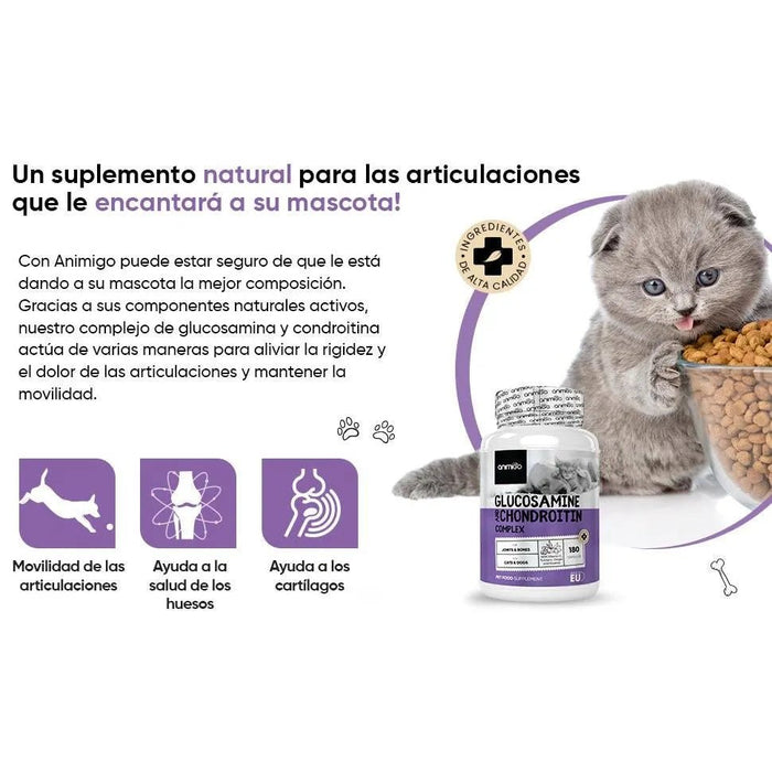 Complexo de glucosamina e condroitina para cães e gatos, alvo articulações e ossos fortes, 180 cápsulas, condroprotetor e anti - inflamatório, com vitamina C, açafrão, gengibre e rosa mosquito - PetDoctors - Loja Online