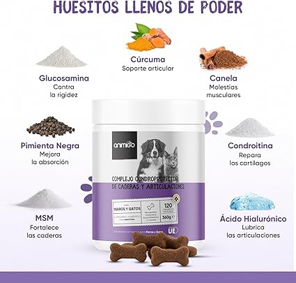 Complexo de glucosamina e condroitina para cães e gatos, alvo articulações e ossos fortes, 180 cápsulas, condroprotetor e anti - inflamatório, com vitamina C, açafrão, gengibre e rosa mosquito - PetDoctors - Loja Online