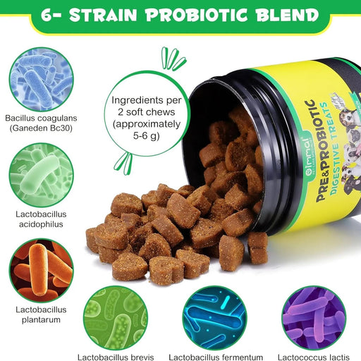 Comprimidos para mastigar probióticos para todos os cães, guloseimas digestivas pré e probióticas (desconforto no estômago, inchaço, comichão, diarreia) (120 gr, 30 unidades) - PetDoctors - Loja Online