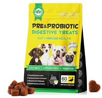 Comprimidos para mastigar probióticos para todos os cães, guloseimas digestivas pré e probióticas (desconforto no estômago, inchaço, comichão, diarreia) (140 gr, 60 unidades) - PetDoctors - Loja Online