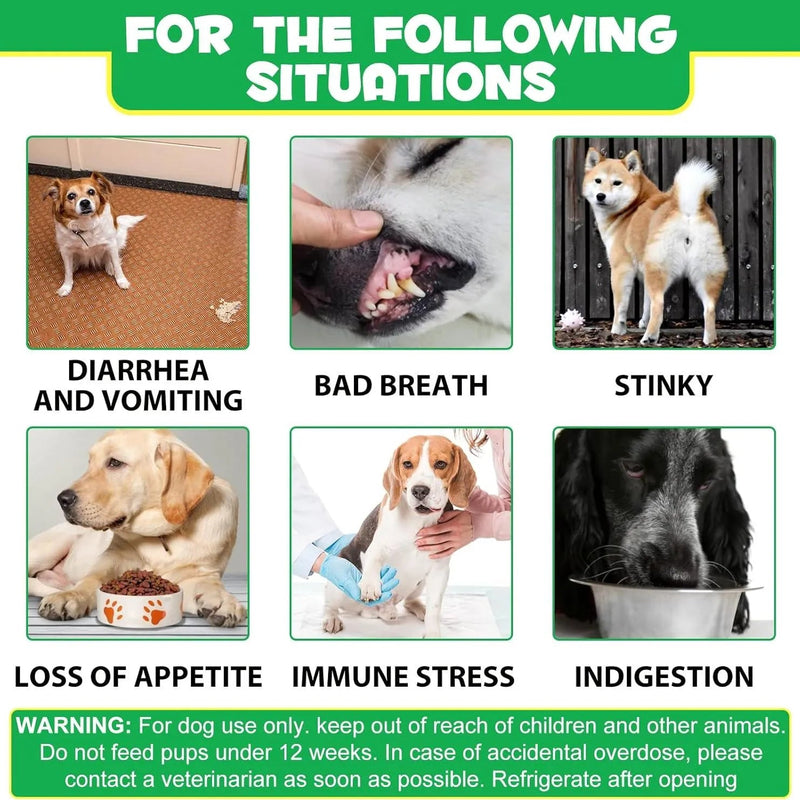 Comprimidos para mastigar probióticos para todos os cães, guloseimas digestivas pré e probióticas (desconforto no estômago, inchaço, comichão, diarreia) (300 gr, 120 unidades) - PetDoctors - Loja Online
