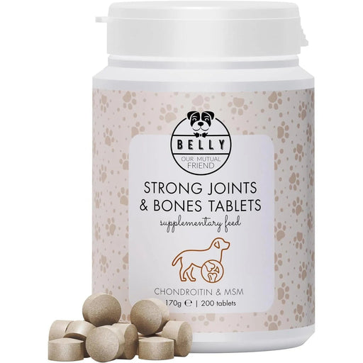 Condroprotetor comprimidos para cães grandes e pequenos com glucosamina e MSM, fortalece os ossos e as articulações, 200 cápsulas com sabor a frango - Belly® - PetDoctors - Loja Online