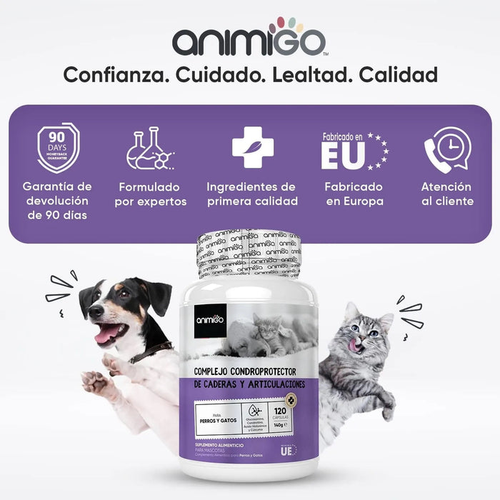 Condroprotetor e anti - inflamatório para cães e gatos, 120 comprimidos mastigáveis, com glucosamina condroitina, MSM, ácido hialurónico, canela e açafrão, para raças grandes e pequenas, articulações e anca - PetDoctors - Loja Online