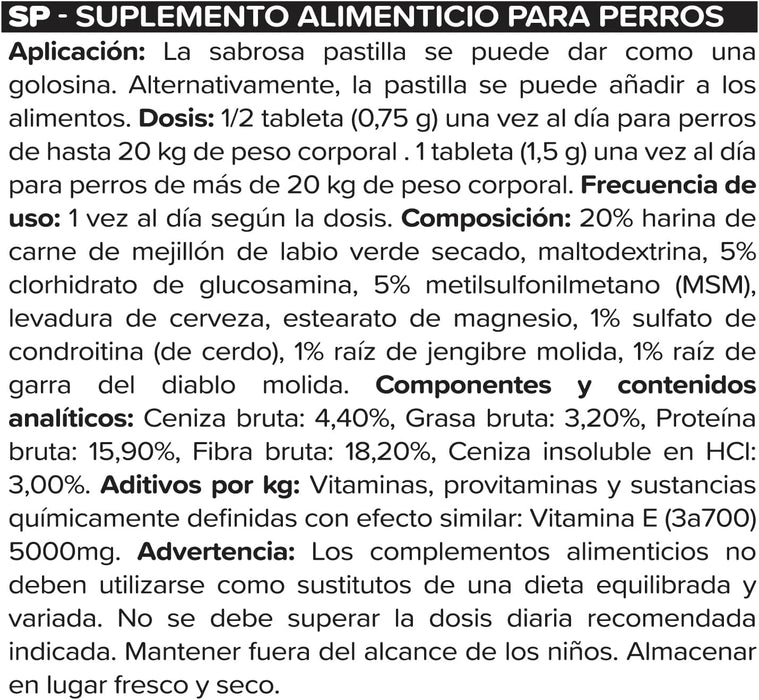 Condroprotetor / Suplemento para articulações de cães: com mexilhão de lábios verdes, MSM (100 unidades) - PetDoctors - Loja Online