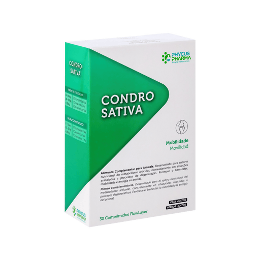 Condrosativa - caixa com 30 comprimidos. Condroprotetor com CBD/óleo de cânhamo - PetDoctors - Loja Online