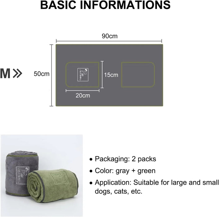Conjunto de 2 toalhas para cães (3 tamanhos disponíveis) - PetDoctors - Loja Online