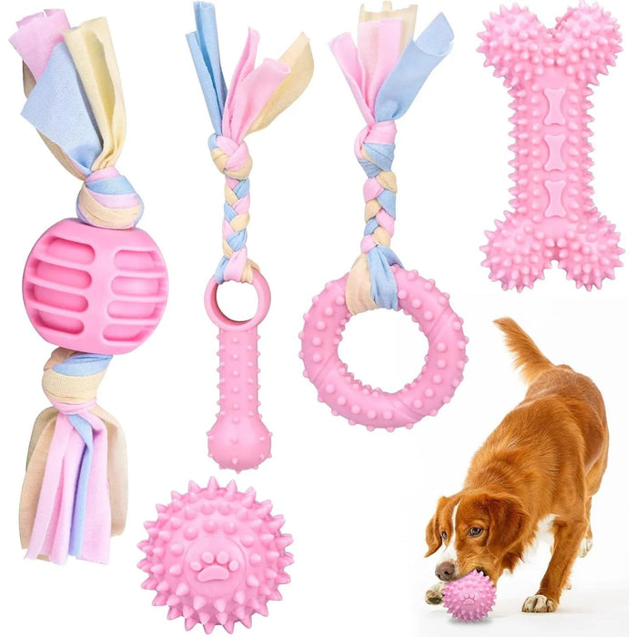 Conjunto de 5 peças / brinquedos para dentição de cachorros, brinquedo de limpeza dentária, em borracha para cães - PetDoctors - Loja Online