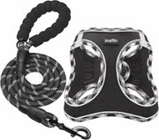 Conjunto de arnês refletor e trela para cão, ajustável e acolchoado - PetDoctors - Loja Online