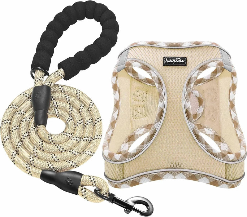 Conjunto de arnês refletor e trela para cão, ajustável e acolchoado - PetDoctors - Loja Online