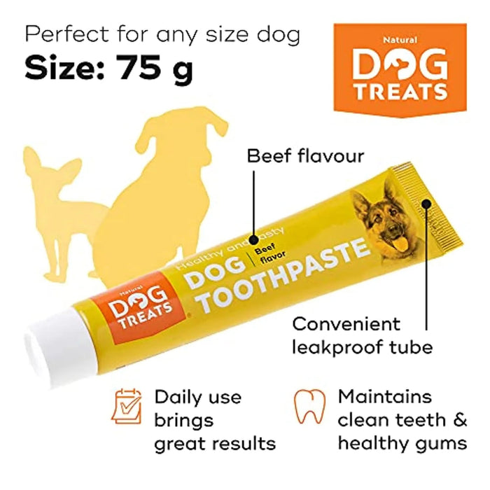 Conjunto de Higiene Oral para Cães com 4 Tubos de Pasta de Dentes + Escova + Espremedor Natural Dog Treats - PetDoctors - Loja Online
