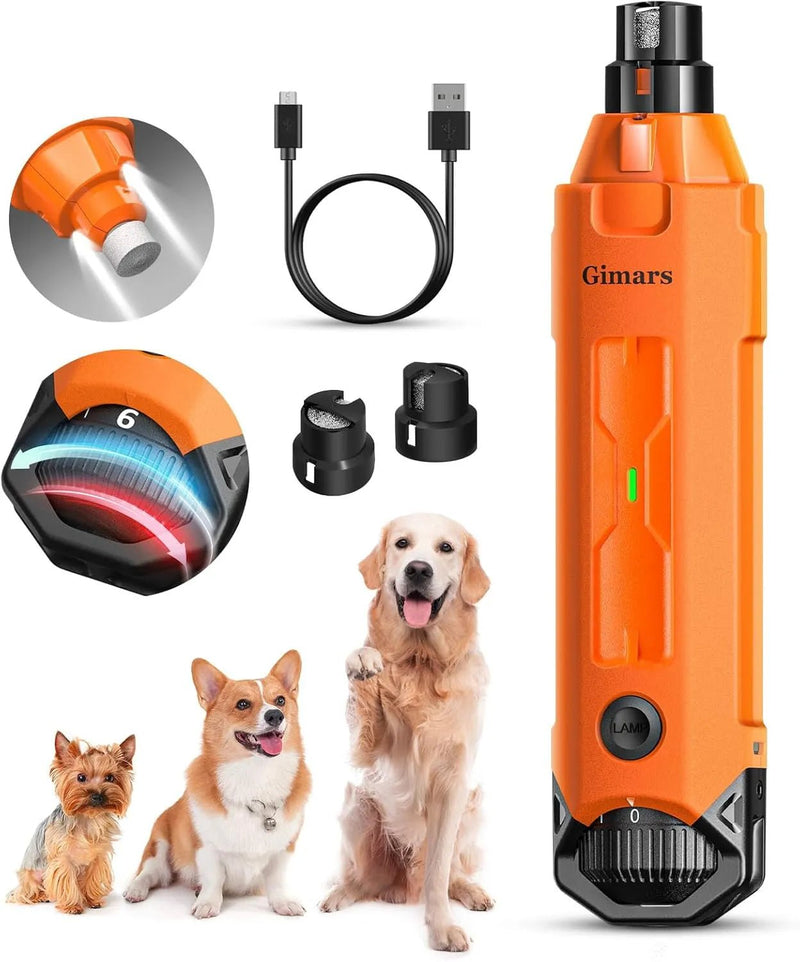 Cortador e Lima de unhas elétrica para cães, ajustável 6 velocidades, com luz LED, recarregável - PetDoctors - Loja Online