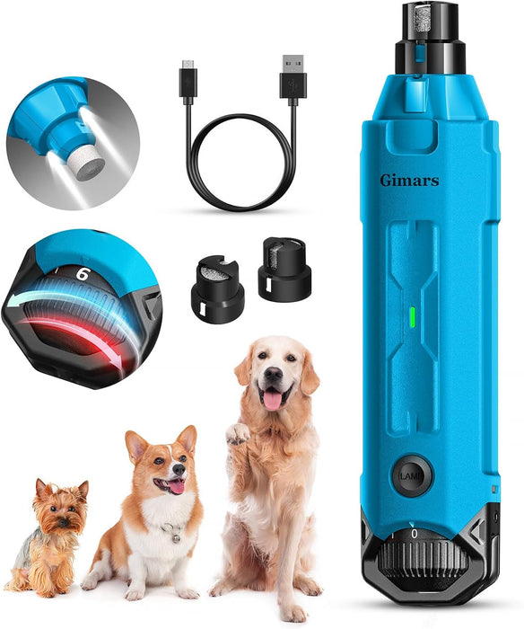 Cortador e Lima de unhas elétrica para cães, ajustável 6 velocidades, com luz LED, recarregável - PetDoctors - Loja Online