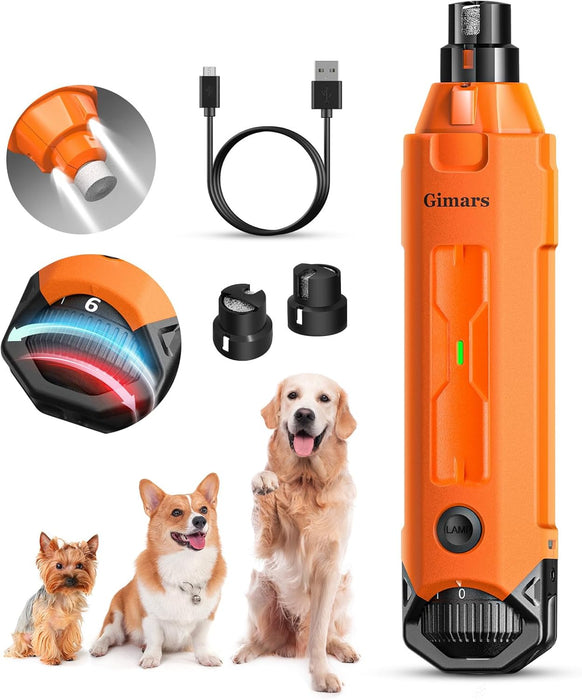 Cortador e Lima de unhas elétrica para cães, ajustável 6 velocidades, com luz LED, recarregável - PetDoctors - Loja Online