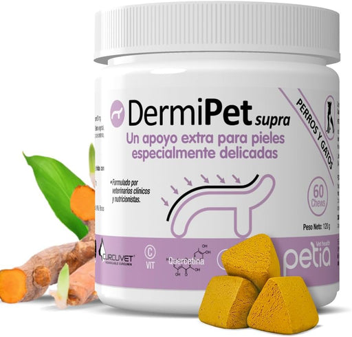 Dermipet Supra para Alergias e intolerâncias em gatos e cães - Botão Frutescens, Rihzoma Curcumae, Quercetina, vitamina C - PetDoctors - Loja Online