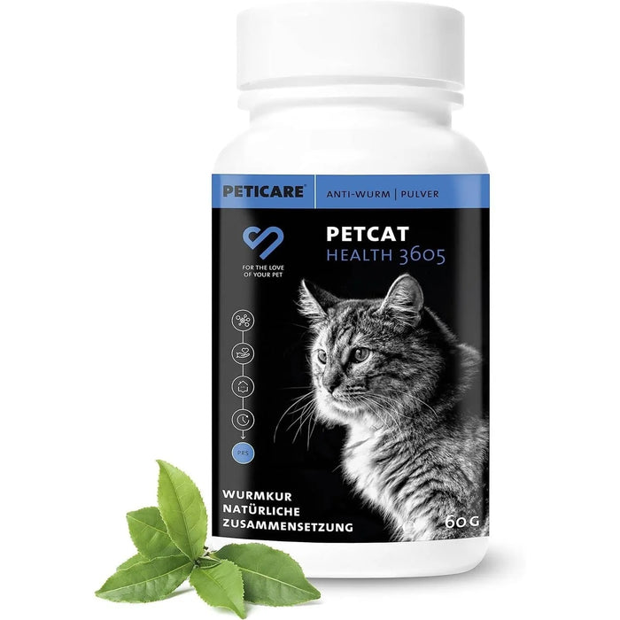 Desparasitante antiparasitário para gatos, pó de ervas, 100% natural com curcuma e tomilho contra vermes intestinais, higiene intestinal (Peticare) - PetDoctors - Loja Online