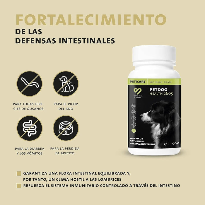 Desparasitante interno - antiparasitas para cães, 100% natural, com curcuma e tomilho, contra vermes interestinais - Peticare - PetDoctors - Loja Online