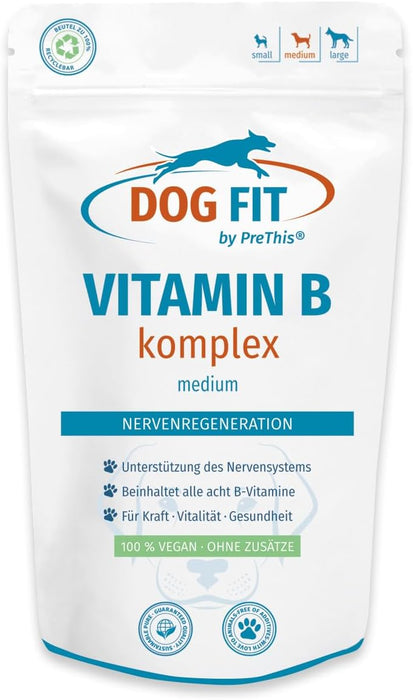 DOG FIT by PreThis® Complexo de Vitamina B para cães de porte médio, Vegan, sistema nervoso, incontinência, espondilose, tremores (10 - 25 kg) - PetDoctors - Loja Online