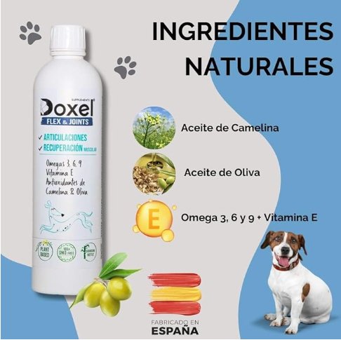 Doxel Articulações 1 L, Flex and Joints, óleo para cães, suplementos naturais nutricionais, antioxidantes, recuperação muscular, sistema imunitário reforçado - PetDoctors - Loja Online