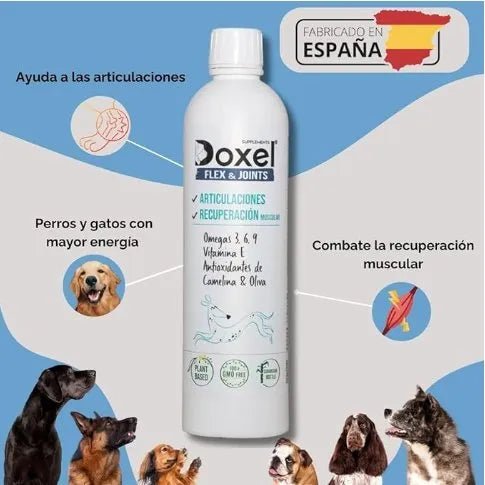 Doxel Articulações 1 L, Flex and Joints, óleo para cães, suplementos naturais nutricionais, antioxidantes, recuperação muscular, sistema imunitário reforçado - PetDoctors - Loja Online