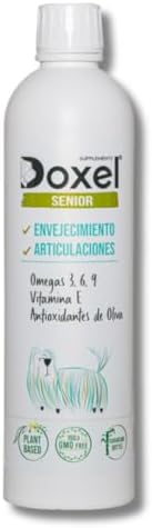 Doxel Sénior - 1 Litro de Óleo para cães idosos | Suplemento Anti - Inflamatório, Anti - Envelhecimento, Articulações saudáveis, sistema imunitário, ácidos gordos ômega 3 6 9 | vitamina E - PetDoctors - Loja Online