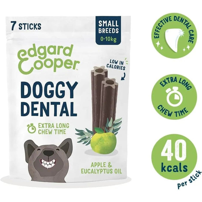 Edgard & Cooper Dental Stick para cães pequenos 56 barras para a higiene oral - prémios naturais sem cereais 7 Sticks x 8 Eucalipto e maçã, higiene oral, baixo em calorias, hálito fresco - PetDoctors - Loja Online