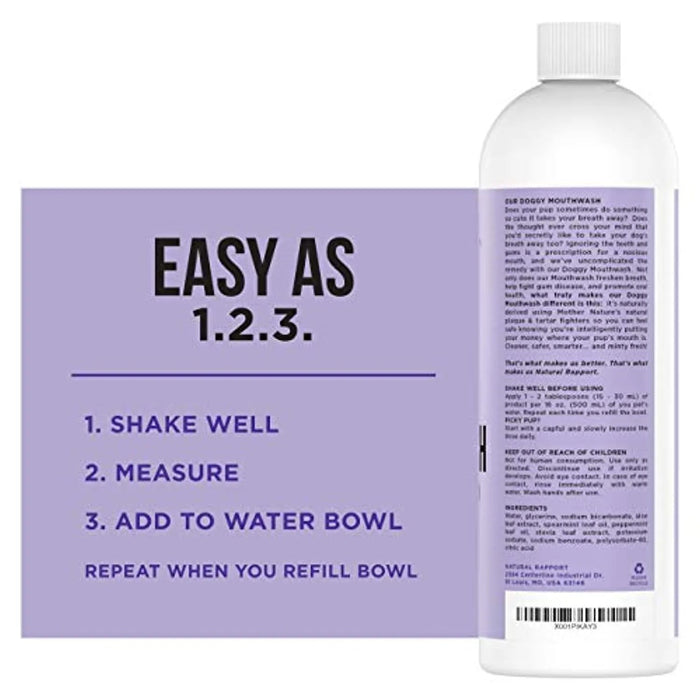Enxaguador Oral Natural para Cães - aditivo de água para cuidados dentais (473 ml) - PetDoctors - Loja Online