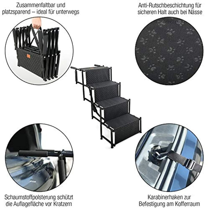 Escada de 4 degraus Dobrável e Transportável para Cães (Ajuda a Entrar e Saír do Automóvel) - PetDoctors - Loja Online