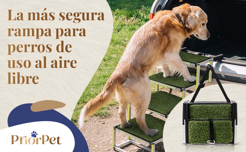 Escada para cães pequenos e grandes - superfície de relva artificial antiderrapante - Adequado para todos os carros - 4 degraus - PetDoctors - Loja Online