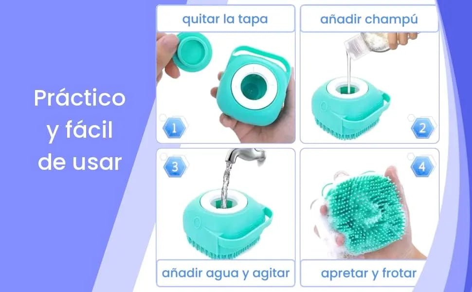 Escova de banho e massagem, para animais de estimação, com auto - dispensador de champô - PetDoctors - Loja Online