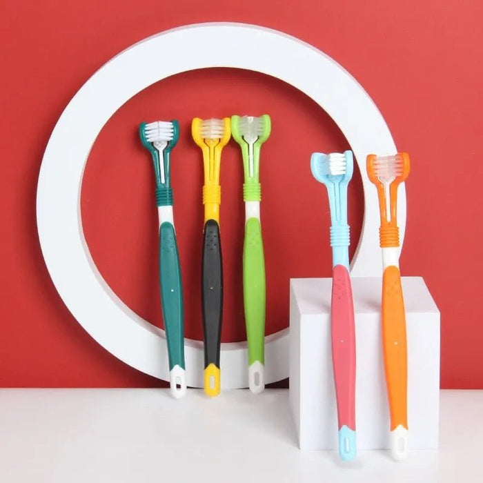 Escova de Dentes de 3 cabeças, multi - ângulo, para Cães e Gatos - PetDoctors - Loja Online