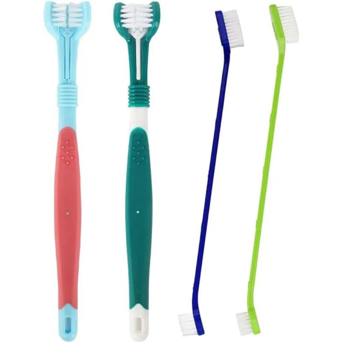 Escova de dentes para cães, 4 escovas de dentes - 2 de 3 cabeças e 2 normais - PetDoctors - Loja Online
