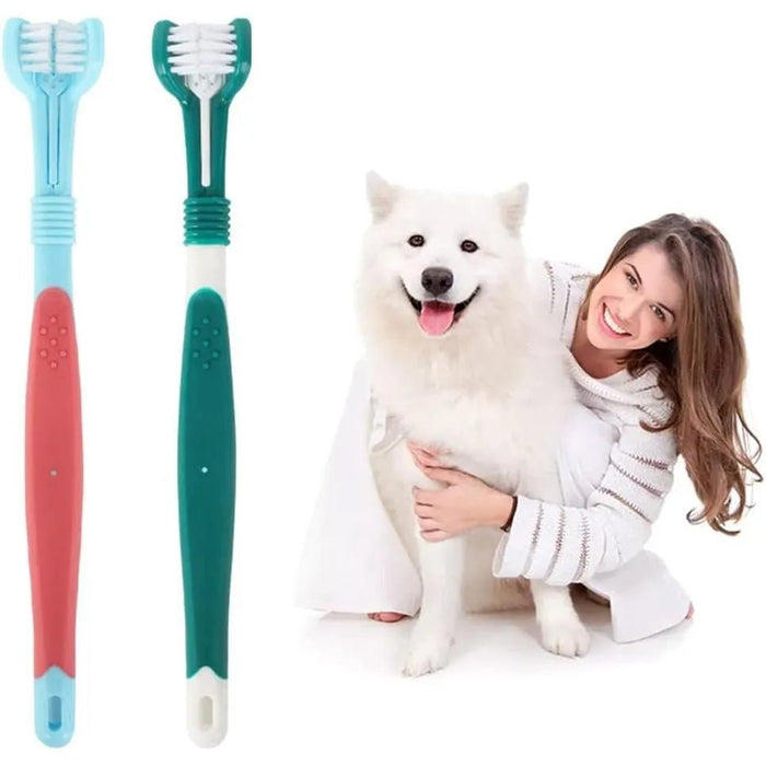 Escova de dentes para cães, 4 escovas de dentes - 2 de 3 cabeças e 2 normais - PetDoctors - Loja Online